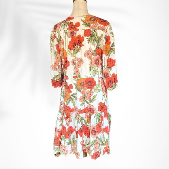SOLD Label of Love Floral Mini V-neck Dress Size XL Tropical Summer Coastal - Picture 3 of 10